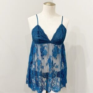 Elegant Lace Blue dark teal Babydoll